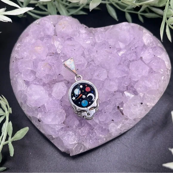 David freeland jr gemstone inlay- Grateful Dead outerspace pendant - Picture 3 of 5